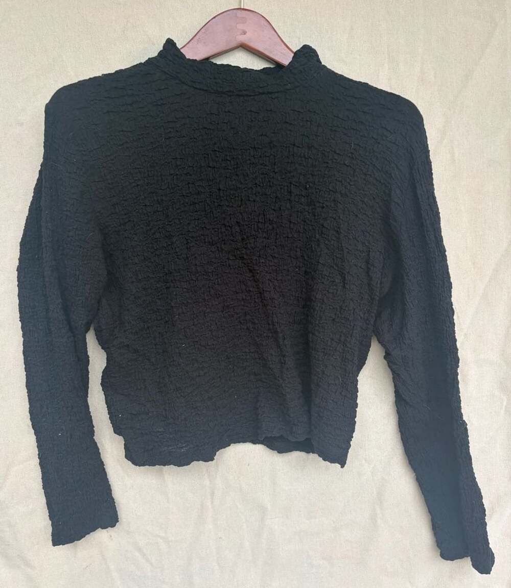 a new day Black Textured Mock Neck Long Sleeve Top Size L